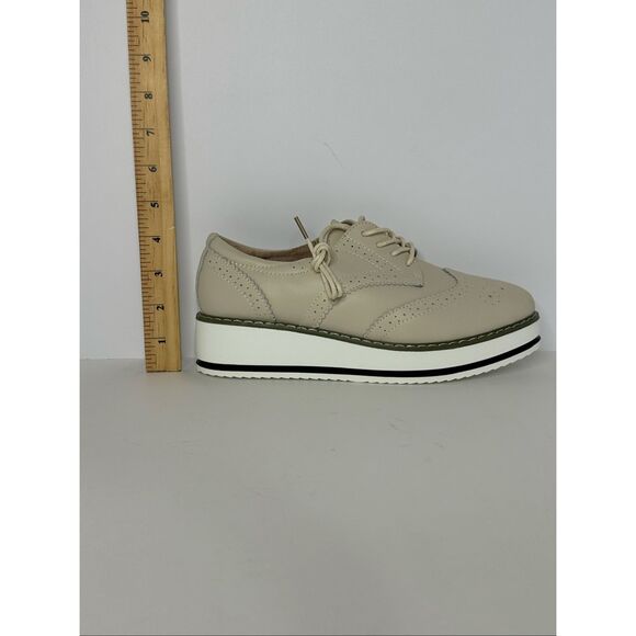 Dadawen Platform Lace Up Oxfords Tan Leather | Women Size 9 - Picture 7 of 13